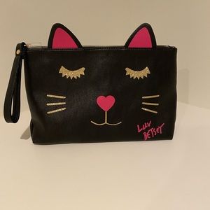 Large, Luv Betsey, black cat wristlet